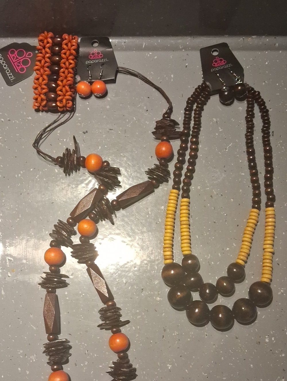 Paparazzi Orange and Brown Beaded Necklace Set